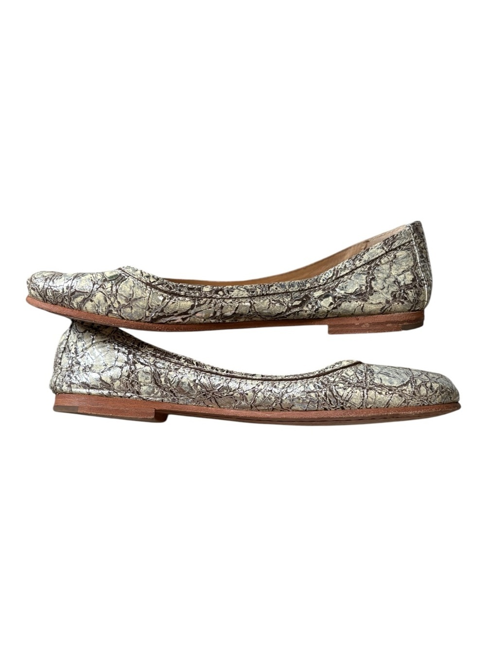 Frye Carson Metallic Crackled Leather Ballet Flats - Silver, Women's Size 6.5 - Picture 5 of 7